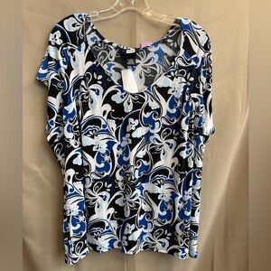 NWT 1940 studio top black white blue 26/28